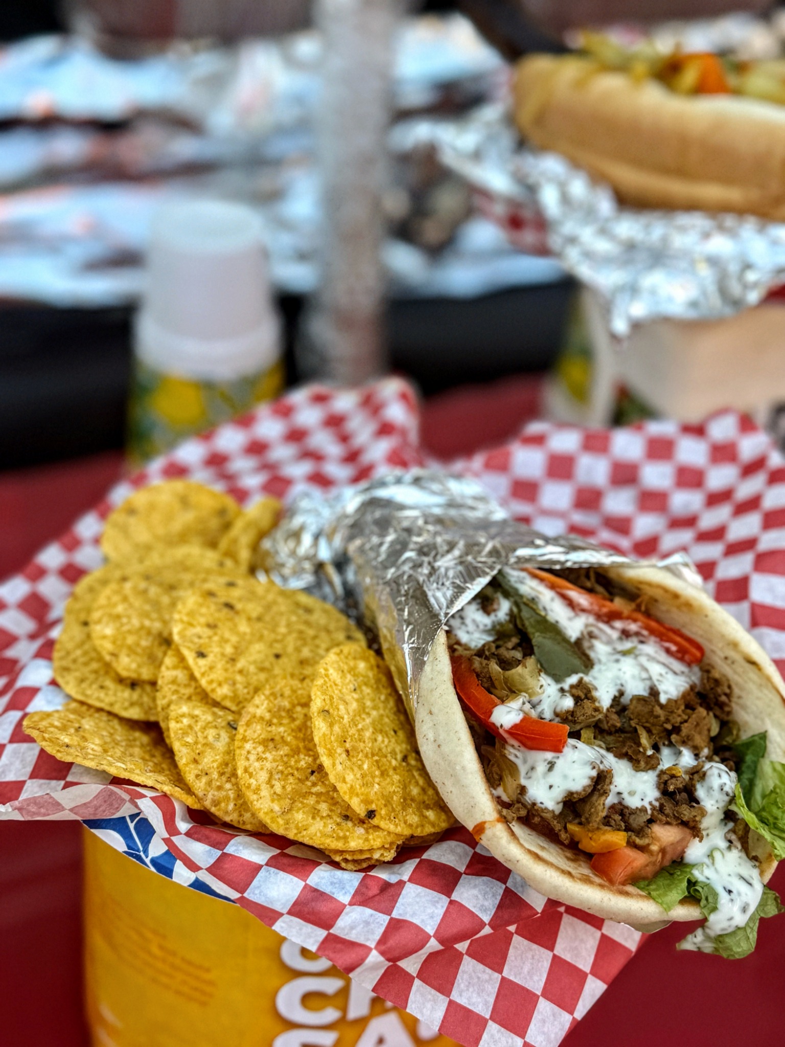 Gyro wrap served with chips